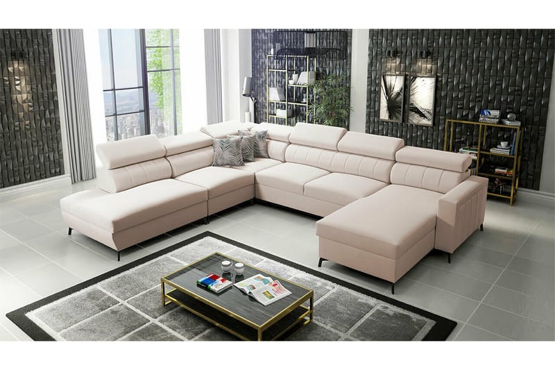 Galbally 5-sits Hörnbäddsoffa NO_BRAND beige - Møbler - Sofaer - Sovesofaer
