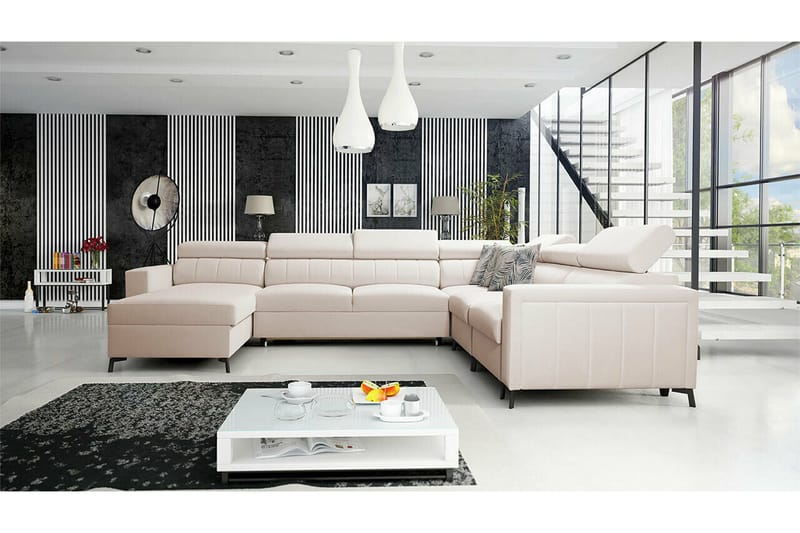 Galbally 5-sits Hörnbäddsoffa NO_BRAND beige - Møbler - Sofaer - Sovesofaer