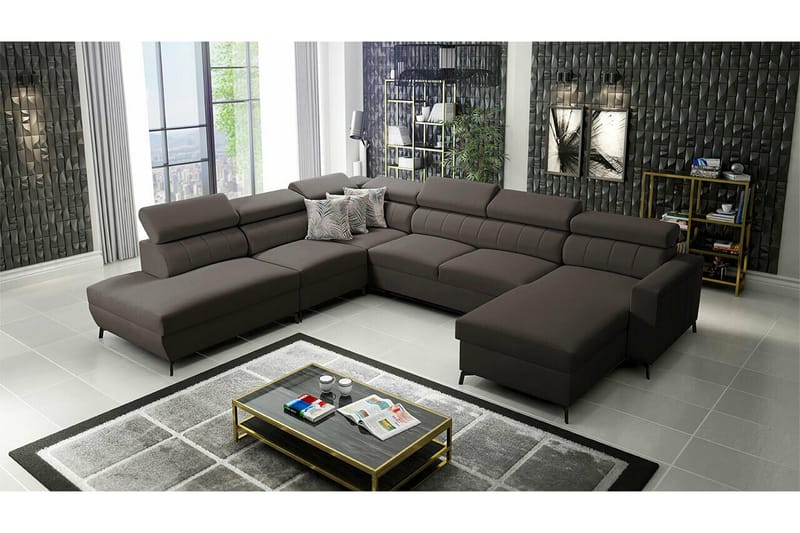 Galbally 5-sits Hörnbäddsoffa NO_BRAND Dark brown - Møbler - Sofaer - Sovesofaer