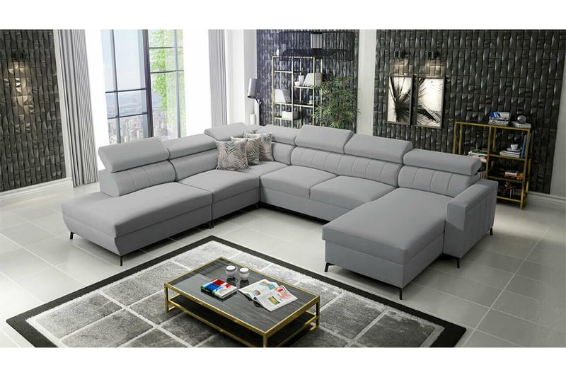 Galbally 5-sits Hörnbäddsoffa NO_BRAND Light grey - Møbler - Sofaer - Sovesofaer