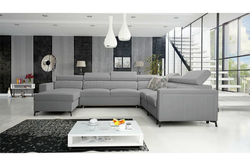 Galbally 5-sits Hörnbäddsoffa NO_BRAND Light grey/Dark grey - Møbler - Sofaer - Sovesofaer