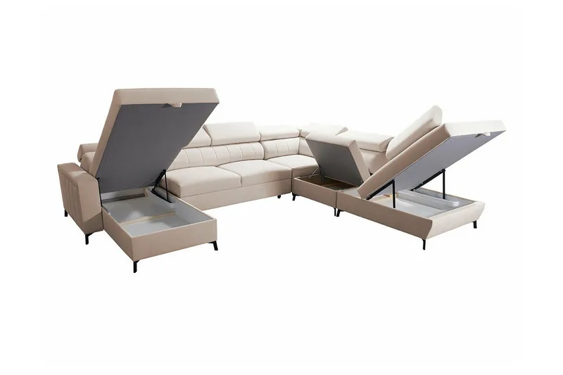 Galbally 5-sits Hörnbäddsoffa NO_BRAND Pink - Møbler - Sofaer - Sovesofaer