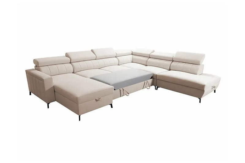 Galbally 5-sits Hörnbäddsoffa NO_BRAND Pink - Møbler - Sofaer - Sovesofaer