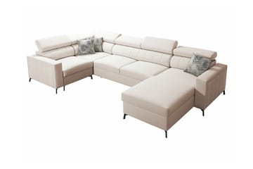 Galbally Høyrevendt Hjørnesovesofa 128x270 cm med Oppbevaring i Fløyel - Beige - Møbler - Sofaer - Sovesofaer