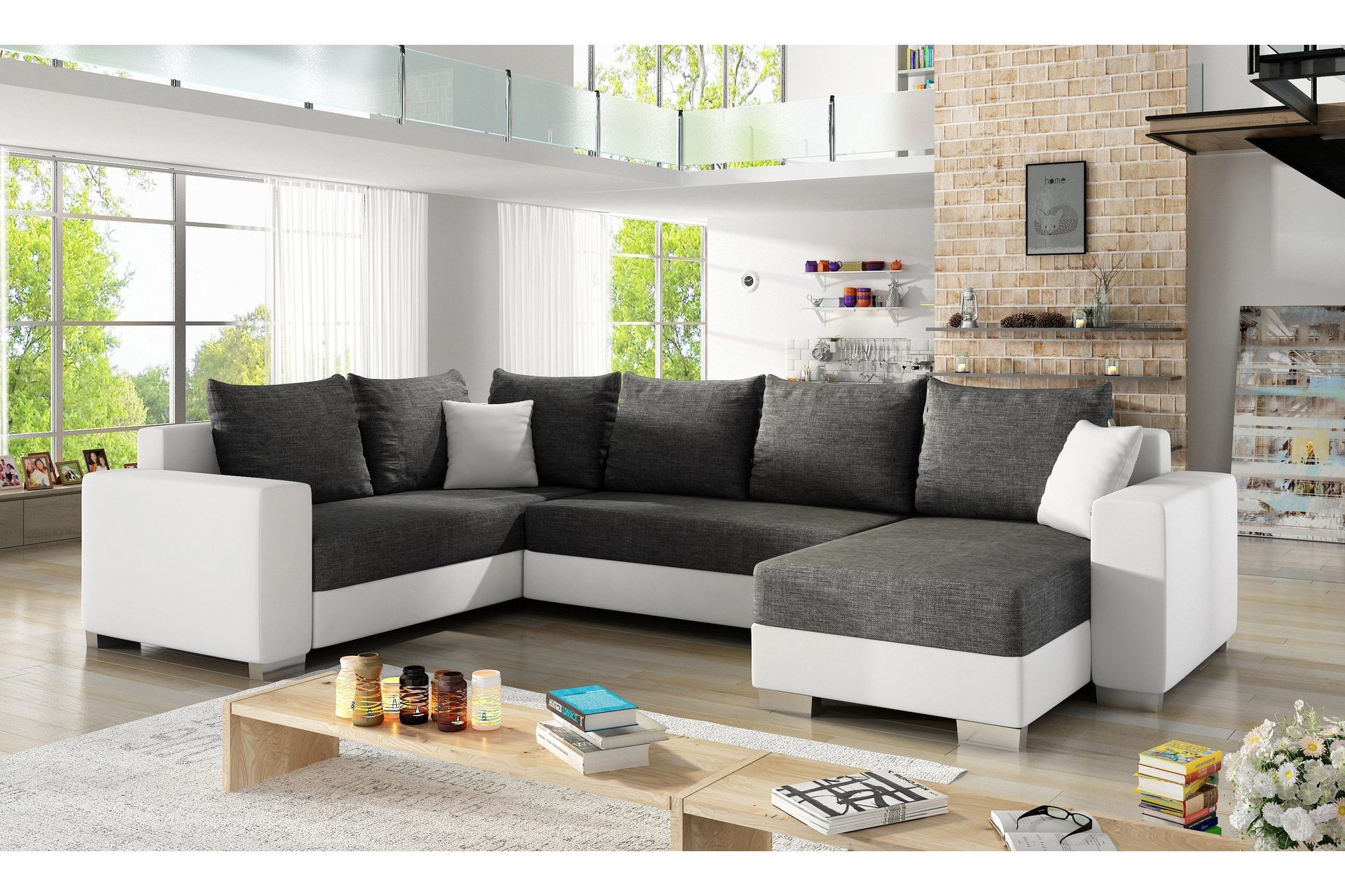Gallicanta Hjørnesovesofa - Grå/Hvit