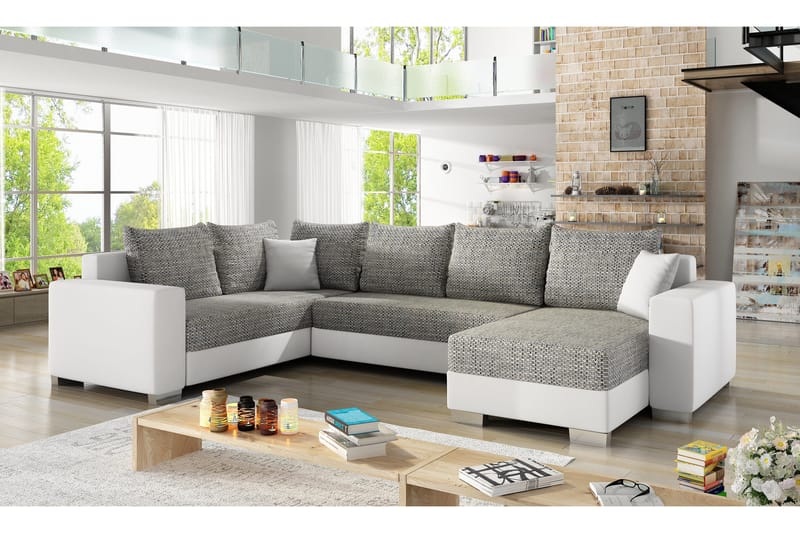 Gallicanta Hjørnesovesofa - Grå/Hvit - Møbler - Sofaer - Sovesofaer