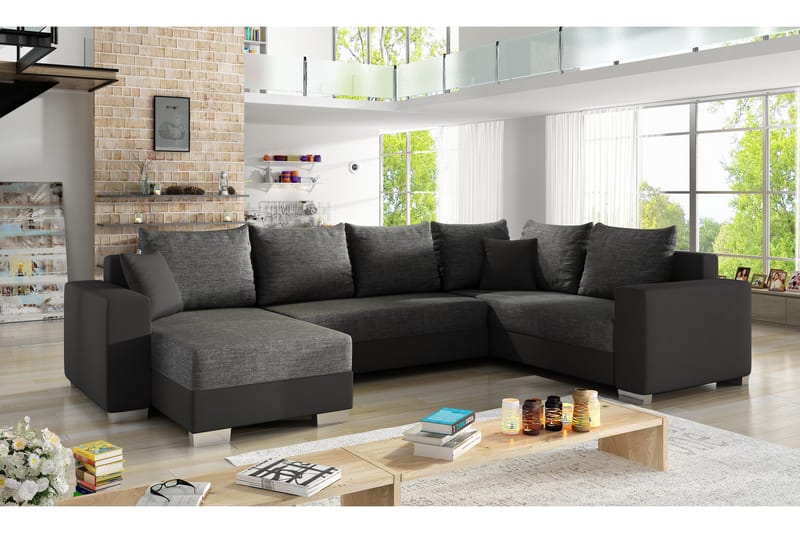 Gallicanta Hjørnesovesofa - Grå/Svart - Møbler - Sofaer - Sovesofaer