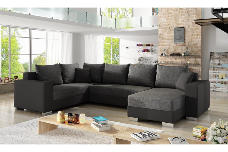 Gallicanta Hjørnesovesofa - Grå/Svart - Møbler - Sofaer - Sovesofaer