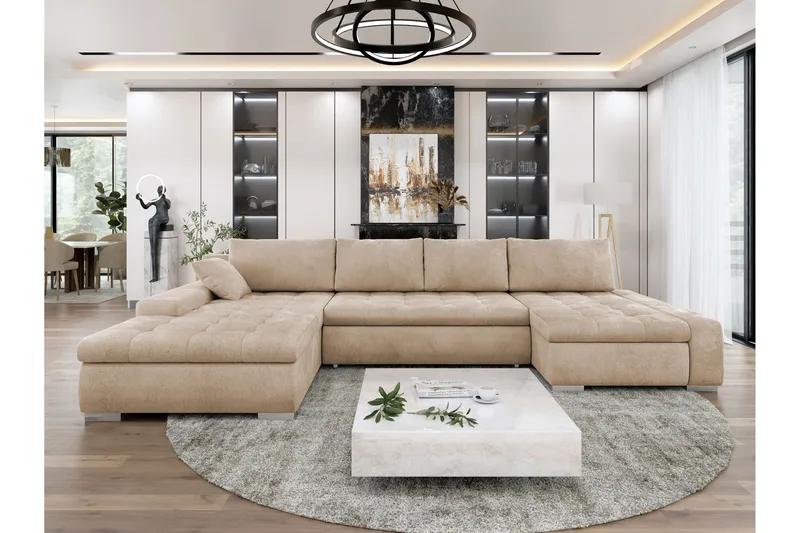 Gammel Sovesofa Dobbel Divan 4-Seter - Beige - Møbler - Sofaer - Sovesofaer