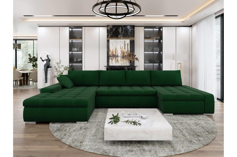 Gammel Sovesofa Dobbel Divan 4-Seter - Grønn - Møbler - Sofaer - Sovesofaer