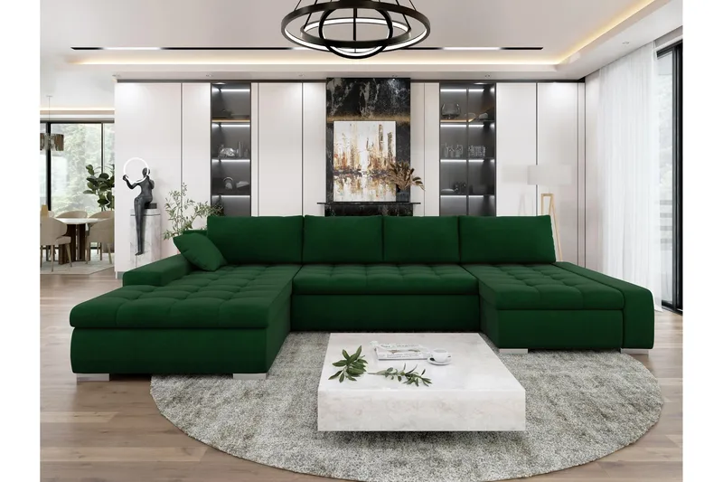 Gammel Sovesofa Dobbel Divan 4-Seter, Grønn