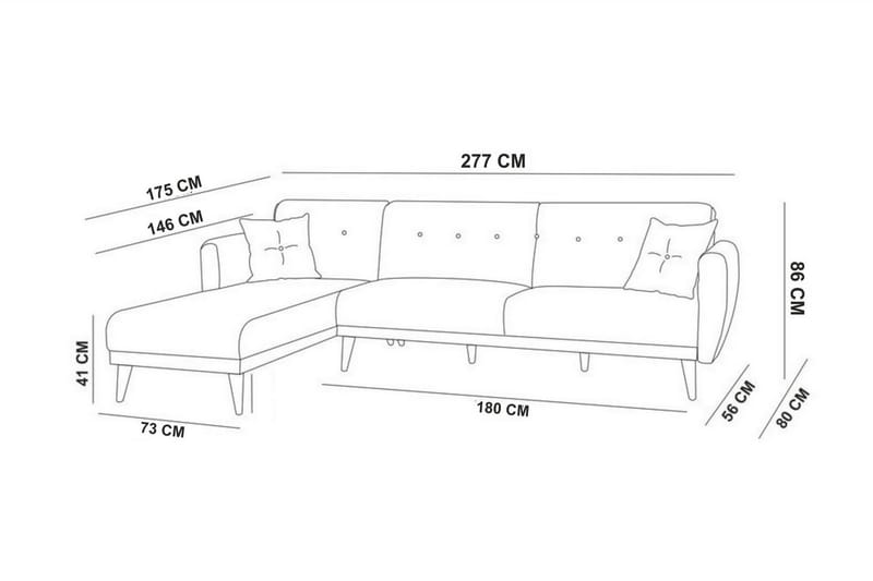 Gjoni Sovesofa med Divan Høyre - Hvit - Møbler - Sofaer - Sovesofaer