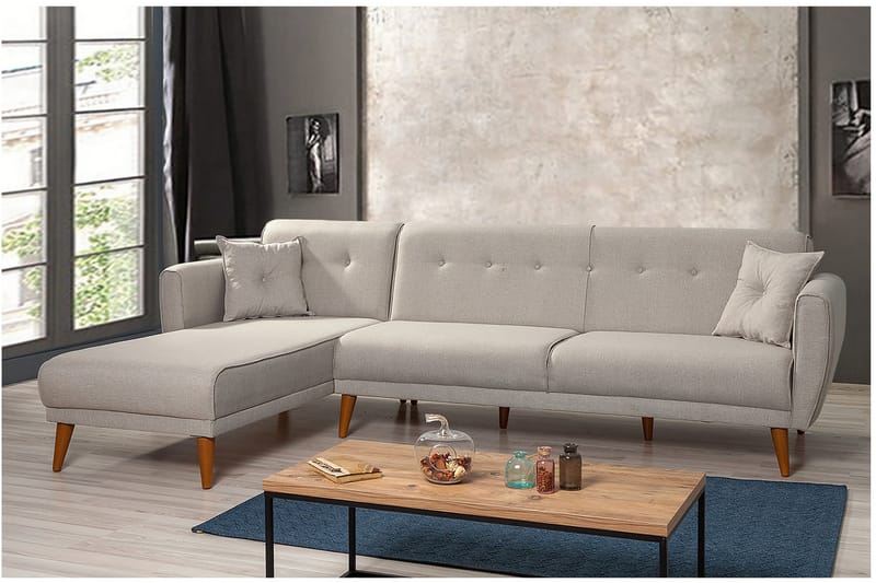 Gjoni Sovesofa med Divan Høyre - Hvit - Møbler - Sofaer - Sovesofaer