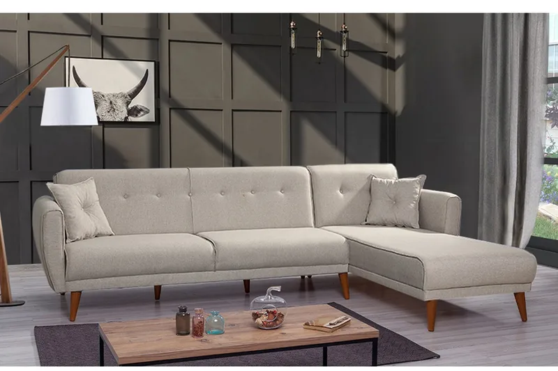 Gjoni Sovesofa med Divan Høyre - Hvit - Møbler - Sofaer - Sovesofaer