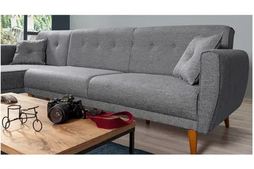 Gjoni Sovesofa med Divan Veggenhet - Grå - Møbler - Sofaer - Sovesofaer