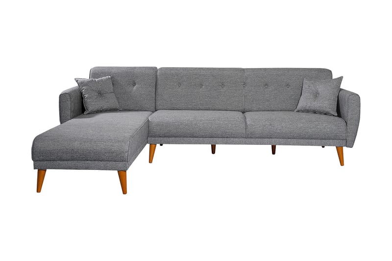 Gjoni Sovesofa med Divan Veggenhet - Grå - Møbler - Sofaer - Sovesofaer