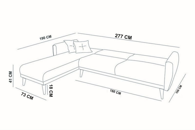 Gjoni Sovesofa med Divan Veggenhet - Grå - Møbler - Sofaer - Sovesofaer