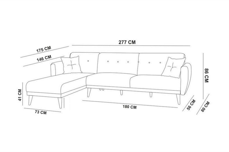 Gjoni Sovesofa med Divan Veggenhet - Grå - Sovesofaer - Sovesofa divan