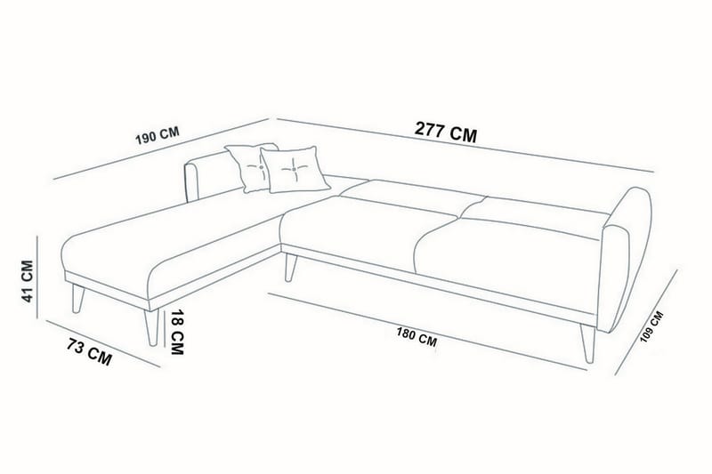 Gjoni Sovesofa med Divan Veggenhet - Grå - Sovesofaer - Sovesofa divan