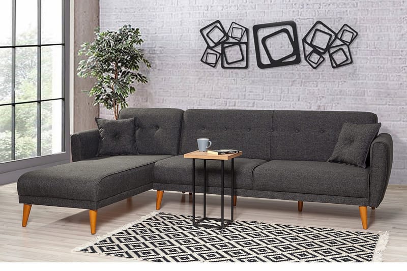 Gjoni Sovesofa med Divan Veggenhet - Grå - Møbler - Sofaer - Sovesofaer