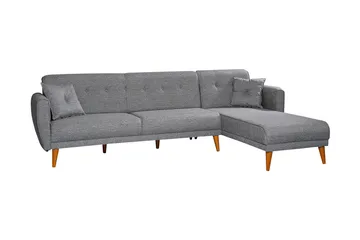 Gjoni Sovesofa med Divan Veggenhet - Grå - Møbler - Sofaer - Sovesofaer