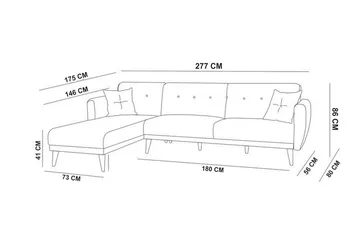 Gjoni Sovesofa med Divan Veggenhet - Grå - Møbler - Sofaer - Sovesofaer