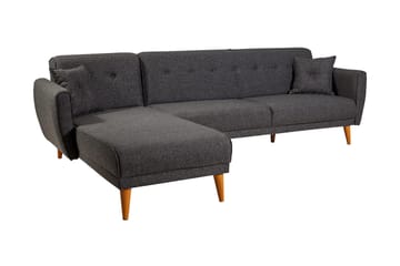 Gjoni Sovesofa med Divan Veggenhet - Grå - Møbler - Sofaer - Sovesofaer