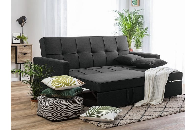 Glomma 3-seter Uttrekkbar Sovesofa 181x207 cm i Stoff - Mørkegrå - Møbler - Sofaer - Sovesofaer