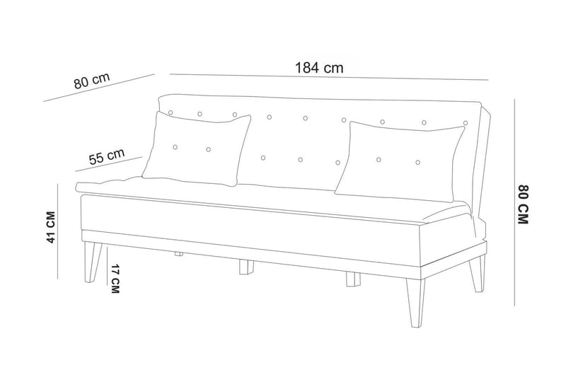 Glyddyn 3-seter Sovesofa - Grå - Møbler - Sofaer - Sovesofaer