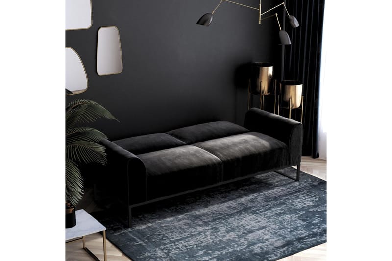 Gonxhe 2-seter Rektangulær Sovesofa 113x179 cm i Fløyel - Svart - Møbler - Sofaer - Sovesofaer