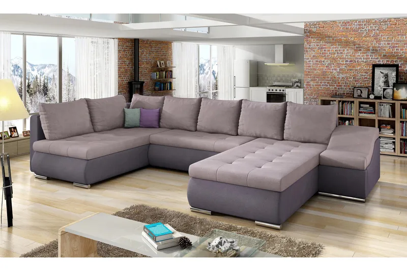 Govana Hjørnesovesofa med Divan - Rosa/Lilla - Møbler - Sofaer - Sovesofaer