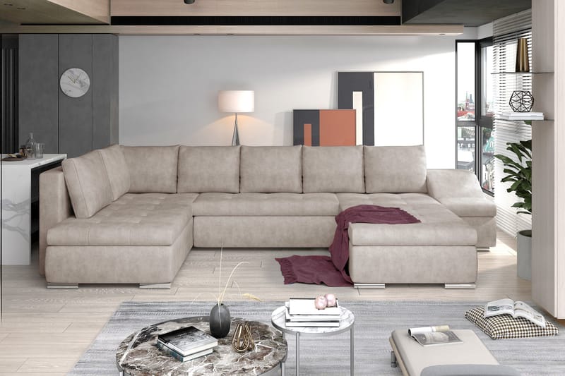 Govana U-Sovesofa Høyre - Beige - Møbler - Sofaer - Sovesofaer