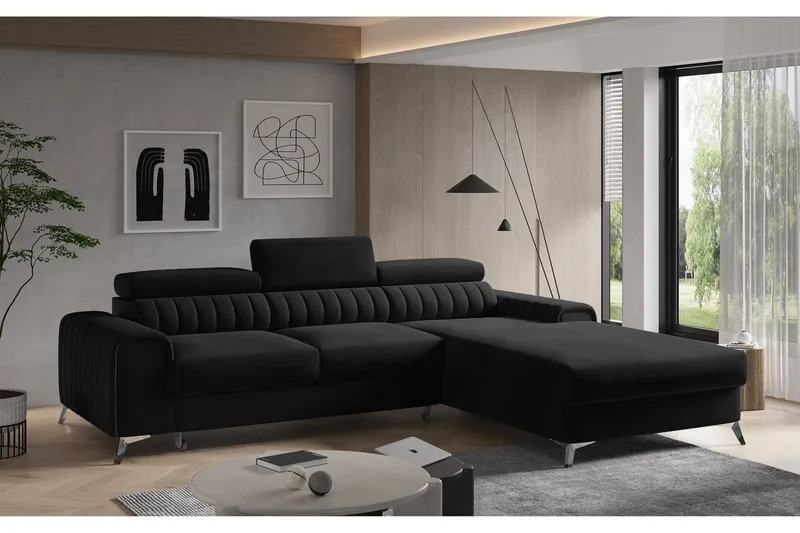 Grayson Divansofa Høyre - Svart - Møbler - Sofaer - Sovesofaer