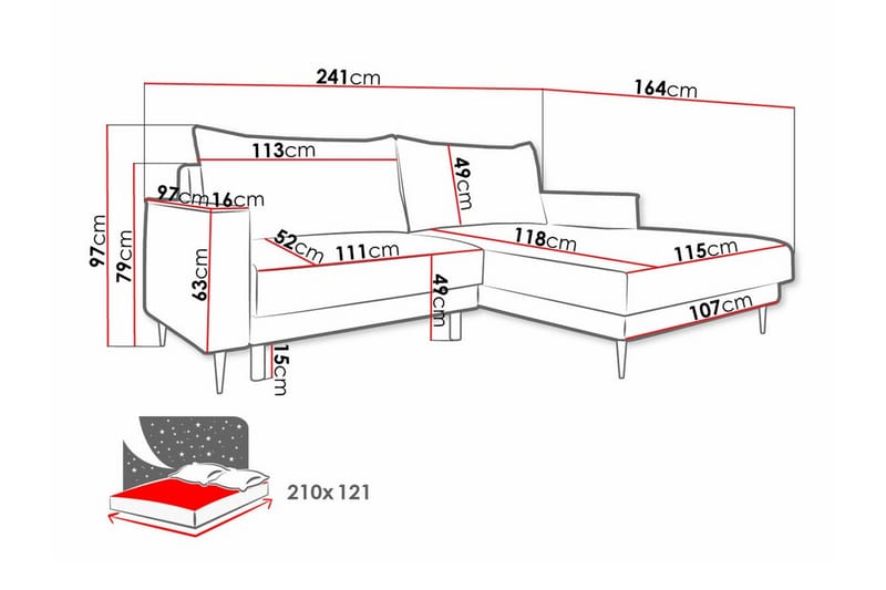 Graystone 2-seters Hjørnesovesofa - Cream - Sovesofaer - Hjørnesovesofa