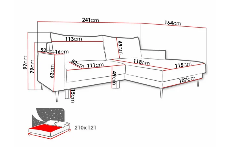 Graystone 2-seters Hjørnesovesofa - Mørkeblå - Møbler - Sofaer - Sovesofaer