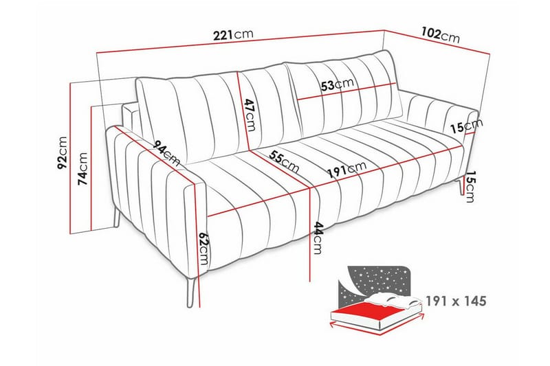Graystone 2-sits Bäddsoffa Ljusgrå - Møbler - Sofaer - Sovesofaer