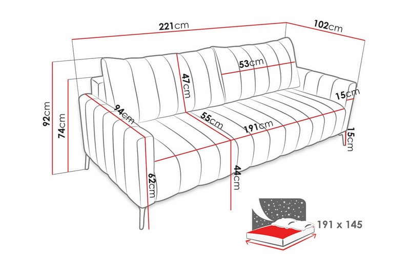 Graystone 2-sits Bäddsoffa NO_BRAND Beige/Light beige - Møbler - Sofaer - Sovesofaer