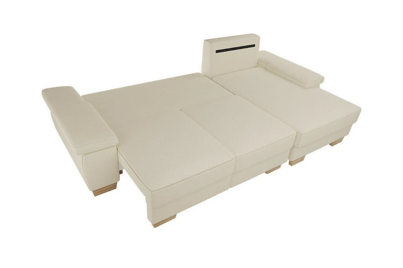 Graystone 3-seter Høyre Hjørnesovesofa 130x193 cm med Oppbevaring i Stoff - Beige - Møbler - Sofaer - Sovesofaer