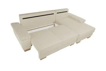 Graystone 3-seter Høyre Hjørnesovesofa 130x193 cm med Oppbevaring i Stoff - Beige - Møbler - Sofaer - Sovesofaer