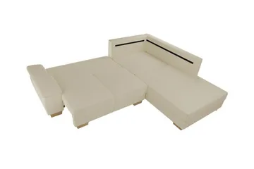 Graystone 3-seter Høyre Hjørnesovesofa 130x203 cm med Oppbevaring i Stoff - Beige - Møbler - Sofaer - Sovesofaer