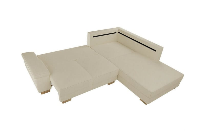 Graystone 3-seter Høyre Hjørnesovesofa 130x203 cm med Oppbevaring i Stoff - Beige - Møbler - Sofaer - Sovesofaer