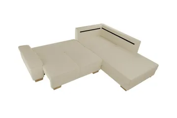 Graystone 3-seter Høyre Hjørnesovesofa 130x203 cm med Oppbevaring i Stoff - Lys Beige - Møbler - Sofaer - Sovesofaer