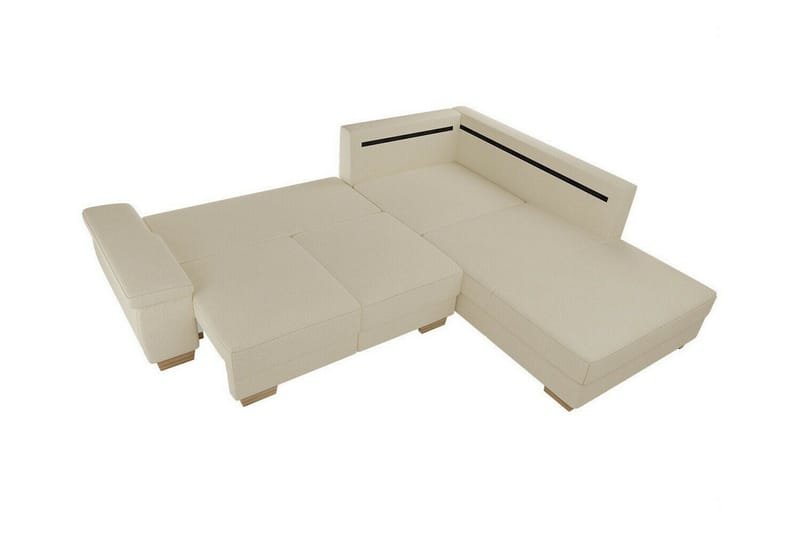 Graystone 3-seter Høyre Hjørnesovesofa 130x203 cm med Oppbevaring i Stoff - Lys Beige - Møbler - Sofaer - Sovesofaer