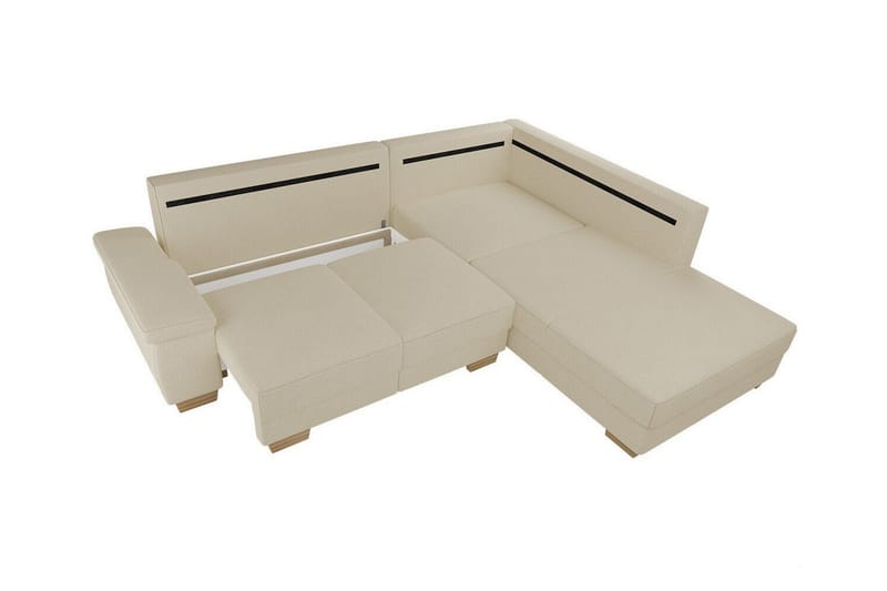 Graystone 3-seter Høyre Hjørnesovesofa 130x203 cm med Oppbevaring i Stoff - Lys Beige - Møbler - Sofaer - Sovesofaer