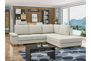 Graystone 3-seter Høyre Hjørnesovesofa 130x203 cm med Oppbevaring i Stoff - Lys Beige - Møbler - Sofaer - Sovesofaer
