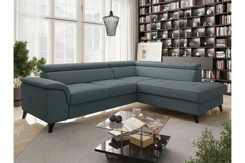 Graystone 3-seter Høyre Hjørnesovesofa med Oppbevaring i Stoff - Grå - Møbler - Sofaer - Sovesofaer