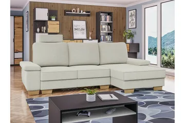 Graystone 3-seter Høyre Hjørnesovesofa med Oppbevaring i Stoff - Lysegrå - Møbler - Sofaer - Sovesofaer
