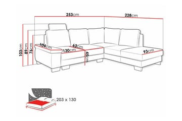 Graystone 3-seter Høyrevendt Hjørnesovesofa med Divan og Sjeselong i Stoff - Grå - Møbler - Sofaer - Sovesofaer