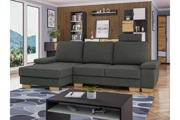 Graystone 3-seter Venstre Hjørnesovesofa 130x193 cm med Oppbevaring i Stoff - Grå - Møbler - Sofaer - Sovesofaer
