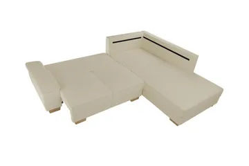 Graystone 3-seter Venstre Hjørnesovesofa 130x203 cm med Oppbevaring i Stoff - Beige - Møbler - Sofaer - Sovesofaer